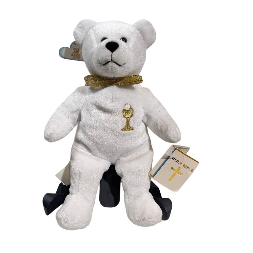 Holy Bears The Original Sacrament Series Communion ~9" Tall 5.75" W White Gold
